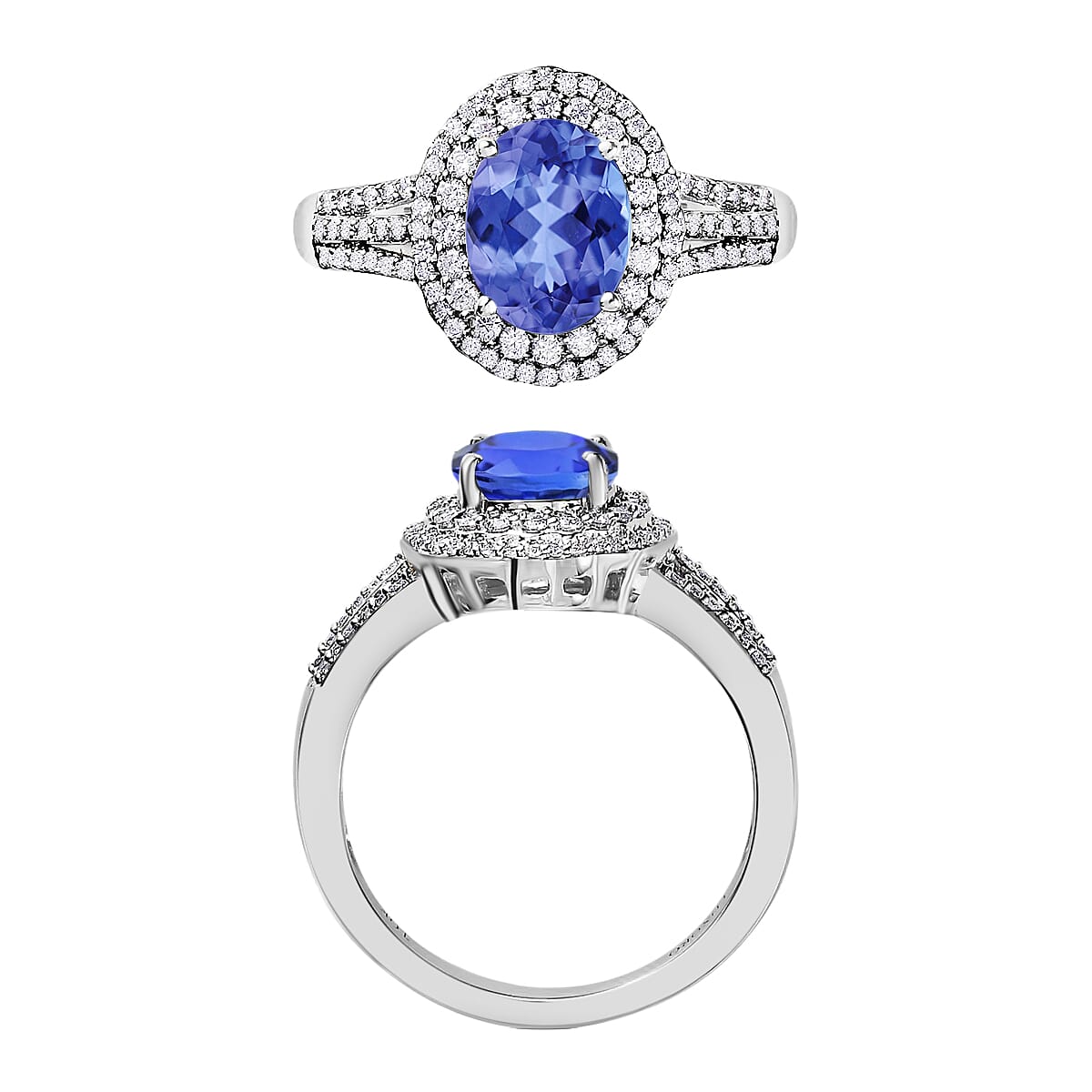 Luxoro Premium Tanzanite and G-H I1 Diamond 2.60 ctw Ring in 14K White Gold image number 3
