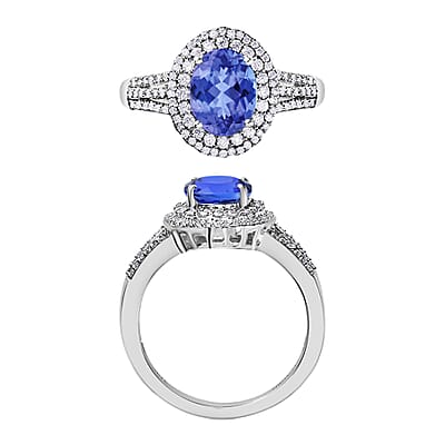 Luxoro Premium Tanzanite and G-H I1 Diamond 2.60 ctw Ring in 14K White Gold (Size 10.0) 6.85 Grams