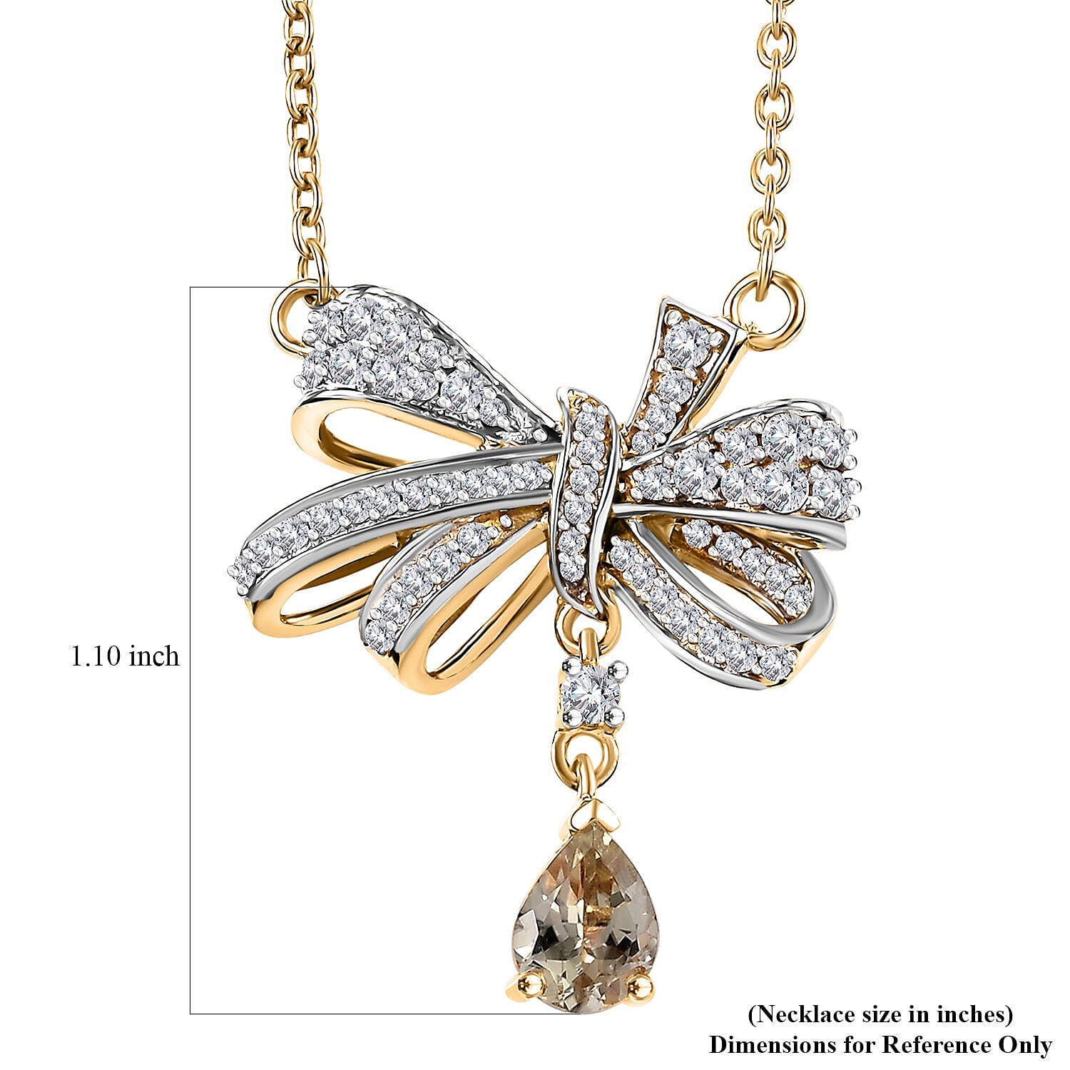 D'Joy AAA Turkizite and Moissanite 1.50 ctw Love Knot Necklace in 18K Vermeil Yellow Gold Over Sterling Silver 18 Inches