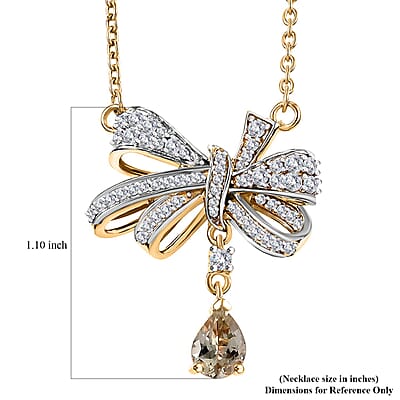 D'Joy AAA Turkizite and Moissanite 1.50 ctw Love Knot Necklace in 18K Vermeil Yellow Gold Over Sterling Silver 18 Inches