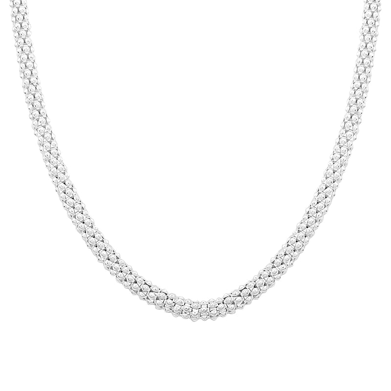 La Bella Italian Sterling Silver Popcorn Chain Necklace 20 Inches 22.40 Grams
