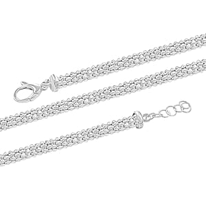 La Bella Italian Sterling Silver Popcorn Chain Necklace 20 Inches 22.40 Grams