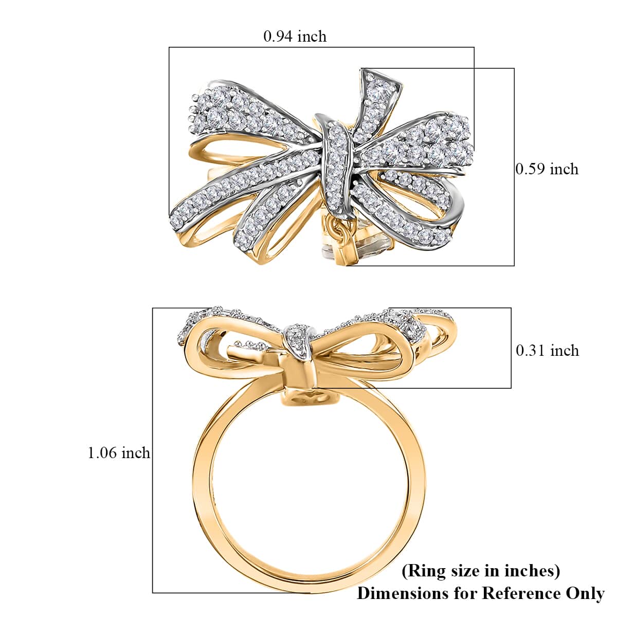 AAA Turkizite and Moissanite 1.40 ctw Love Knot Ring in 18K Vermeil Yellow Gold Over Sterling Silver (Size 5.0) image number 5