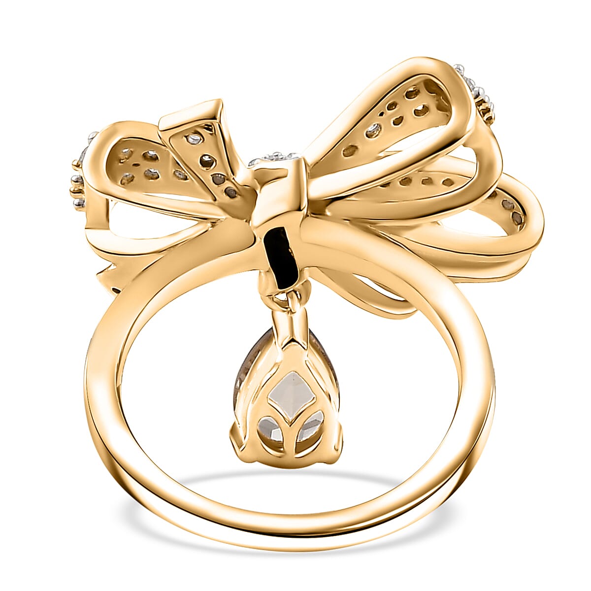 D'Joy AAA Turkizite and Moissanite 1.40 ctw Love Knot Ring in 18K Vermeil Yellow Gold Over Sterling Silver (Size 9.0) image number 4