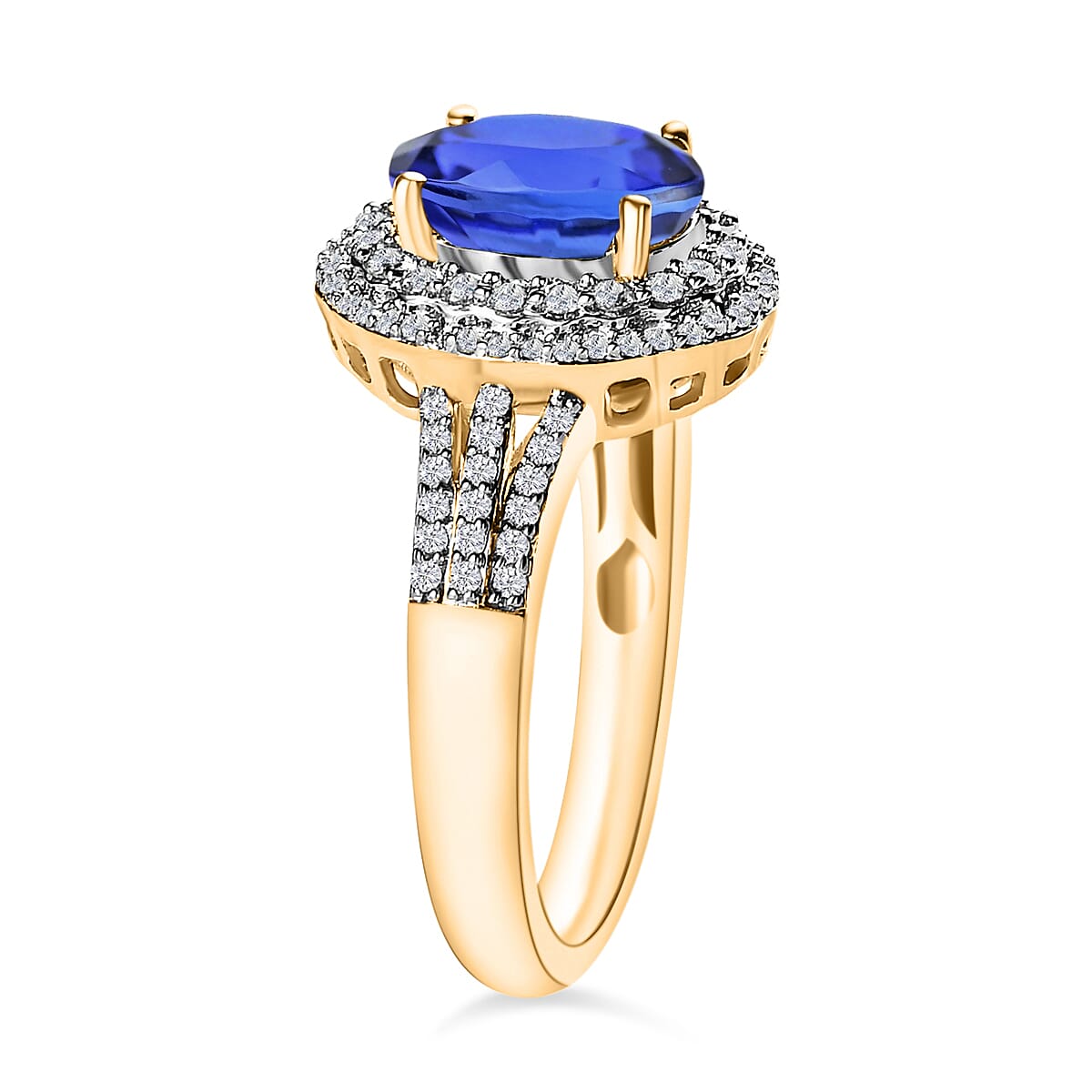 Luxoro Premium Tanzanite and G-H I1 Diamond 2.60 ctw Ring in 14K Yellow Gold (Size 7.0) (Del. in 10-12 Days) image number 2