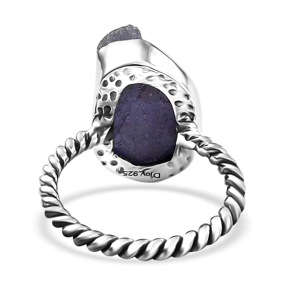 Artisan Crafted Rough Cut Tanzanite 7.85 ctw Twisted Wire Shank Ring in Sterling Silver (Size 10.0) image number 4