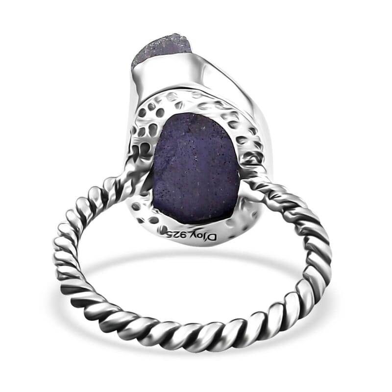 D'Joy Artisan Crafted Rough Cut Tanzanite 7.85 ctw Twisted Wire Shank Ring in Sterling Silver (Size 10.0)