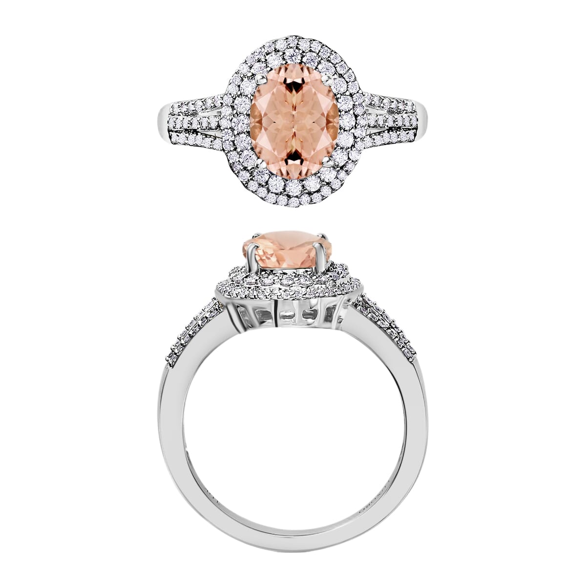 Luxoro Premium Marropino Morganite and G-H I1 Diamond 3.00 ctw Ring in 14K White Gold (Size 10.0) image number 3