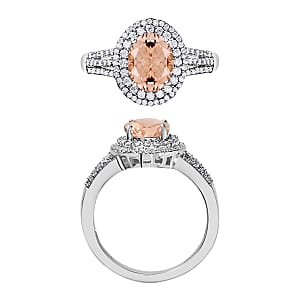 Luxoro Premium Marropino Morganite and G-H I1 Diamond 3.00 ctw Ring in 14K White Gold (Size 10.0) (Del. in 10-12 Days)