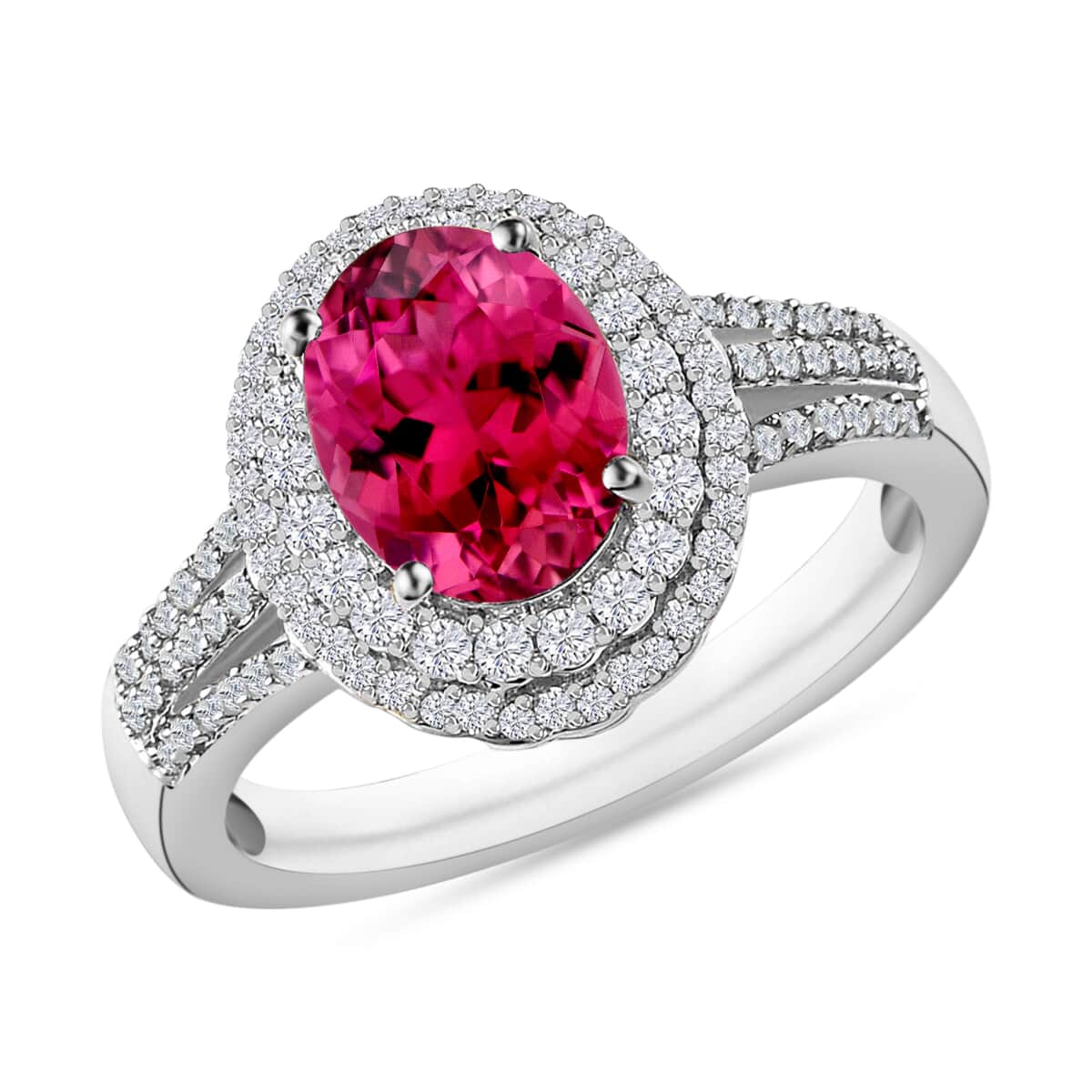 Luxoro Premium Ouro Fino Rubellite and G-H I1 Diamond Ring in 14K White Gold (Size 10.0) 3.00 ctw image number 0