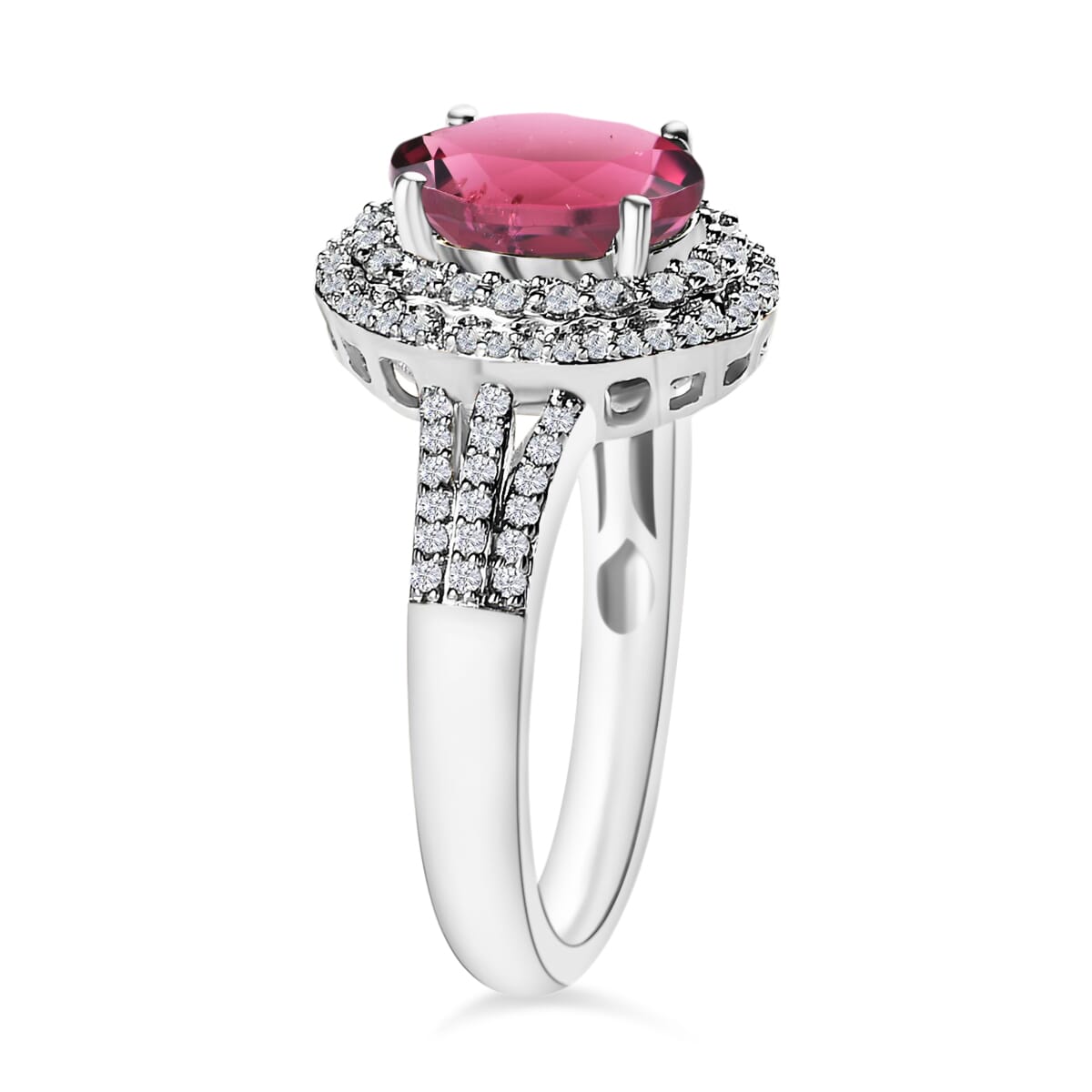 Luxoro Premium Ouro Fino Rubellite and G-H I1 Diamond Ring in 14K White Gold (Size 10.0) 3.00 ctw image number 2