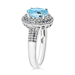 Luxoro Premium Mangoro Aquamarine and G-H I1 Diamond 2.30 ctw Ring in 14K White Gold (Size 10.0) (Del. in 10-12 Days)