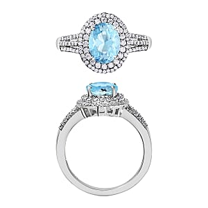 Luxoro Premium Mangoro Aquamarine and G-H I1 Diamond 2.30 ctw Ring in 14K White Gold (Size 10.0) (Del. in 10-12 Days)