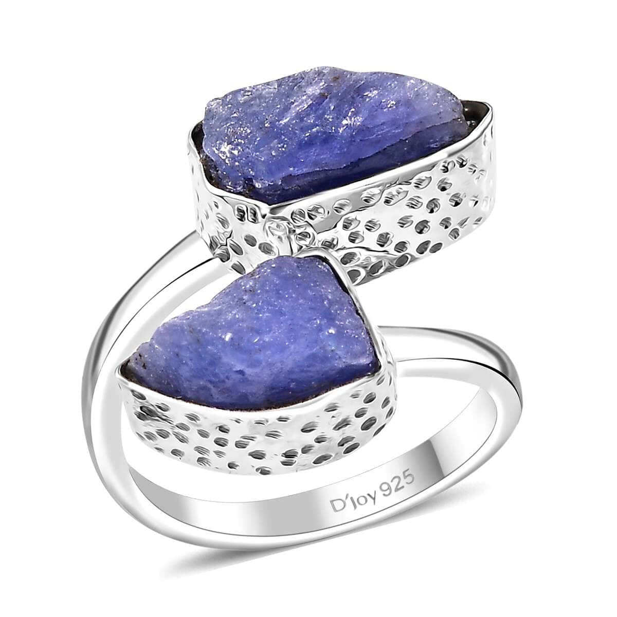 Artisan Crafted Rough Cut Tanzanite 9.50 ctw Bypass Ring in Sterling Silver (Size 10.0) image number 0