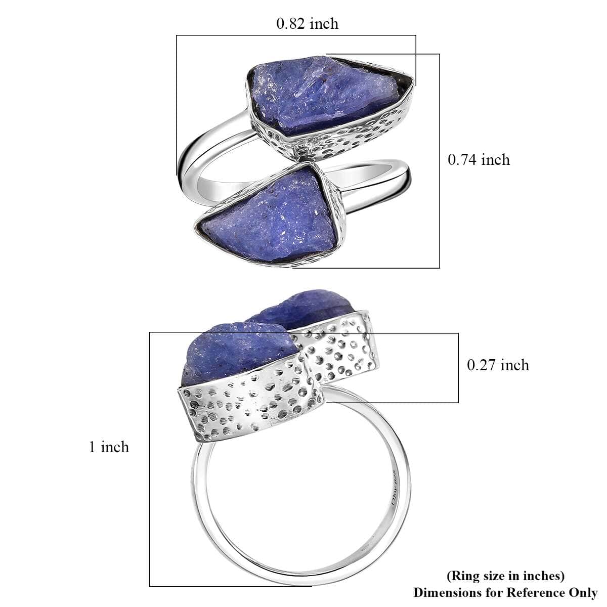 Artisan Crafted Rough Cut Tanzanite 9.50 ctw Bypass Ring in Sterling Silver (Size 10.0) image number 5