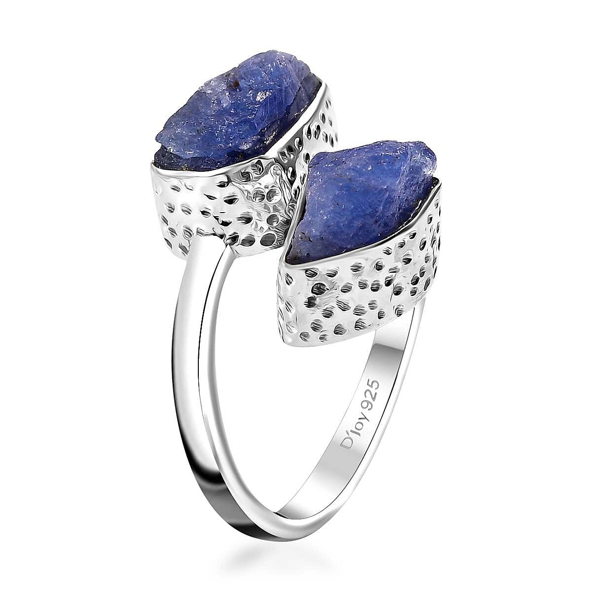 D'Joy Artisan Crafted Rough Cut Tanzanite 9.50 ctw Bypass Ring in Sterling Silver (Size 6.0) image number 3