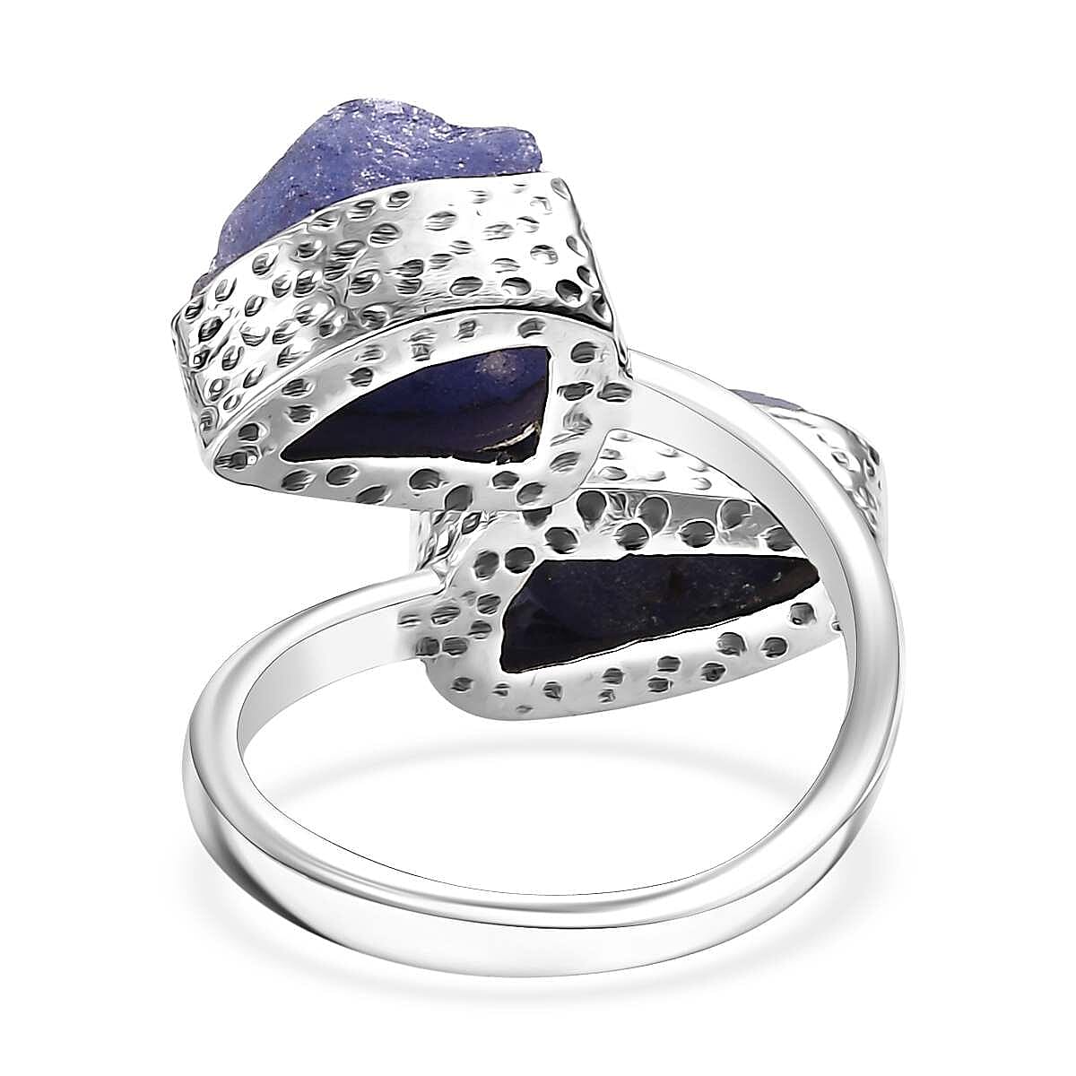D'Joy Artisan Crafted Rough Cut Tanzanite 9.50 ctw Bypass Ring in Sterling Silver (Size 6.0) image number 4