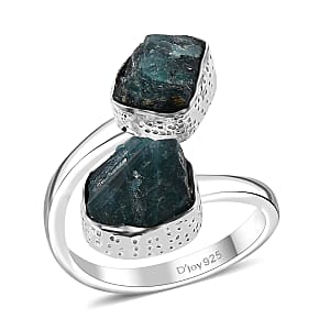 D'Joy Artisan Crafted Rough Cut Teal Grandidierite 8.50 ctw Bypass Ring in Sterling Silver (Size 7.0)