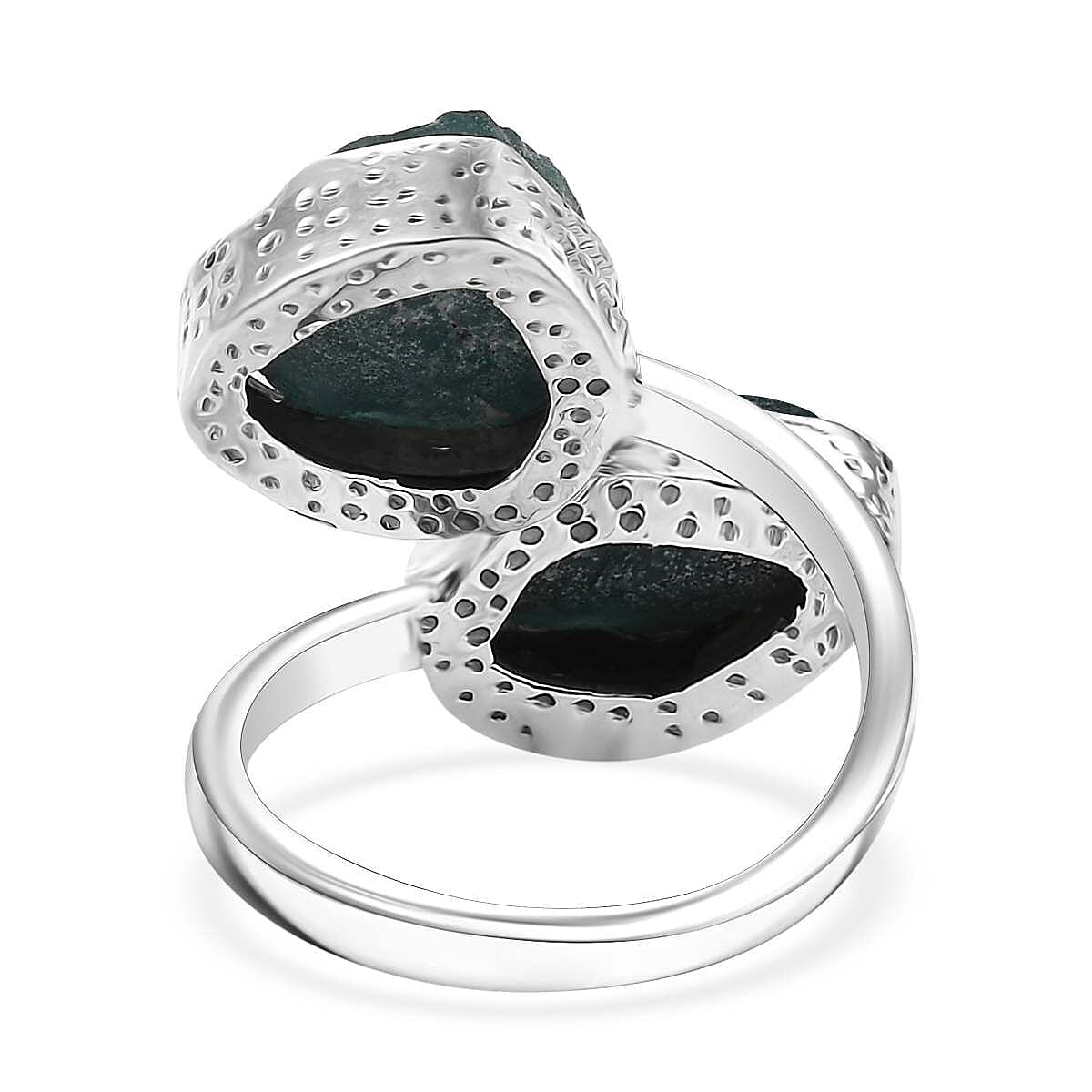 D'Joy Artisan Crafted Rough Cut Teal Grandidierite 8.50 ctw Bypass Ring in Sterling Silver (Size 7.0) image number 4