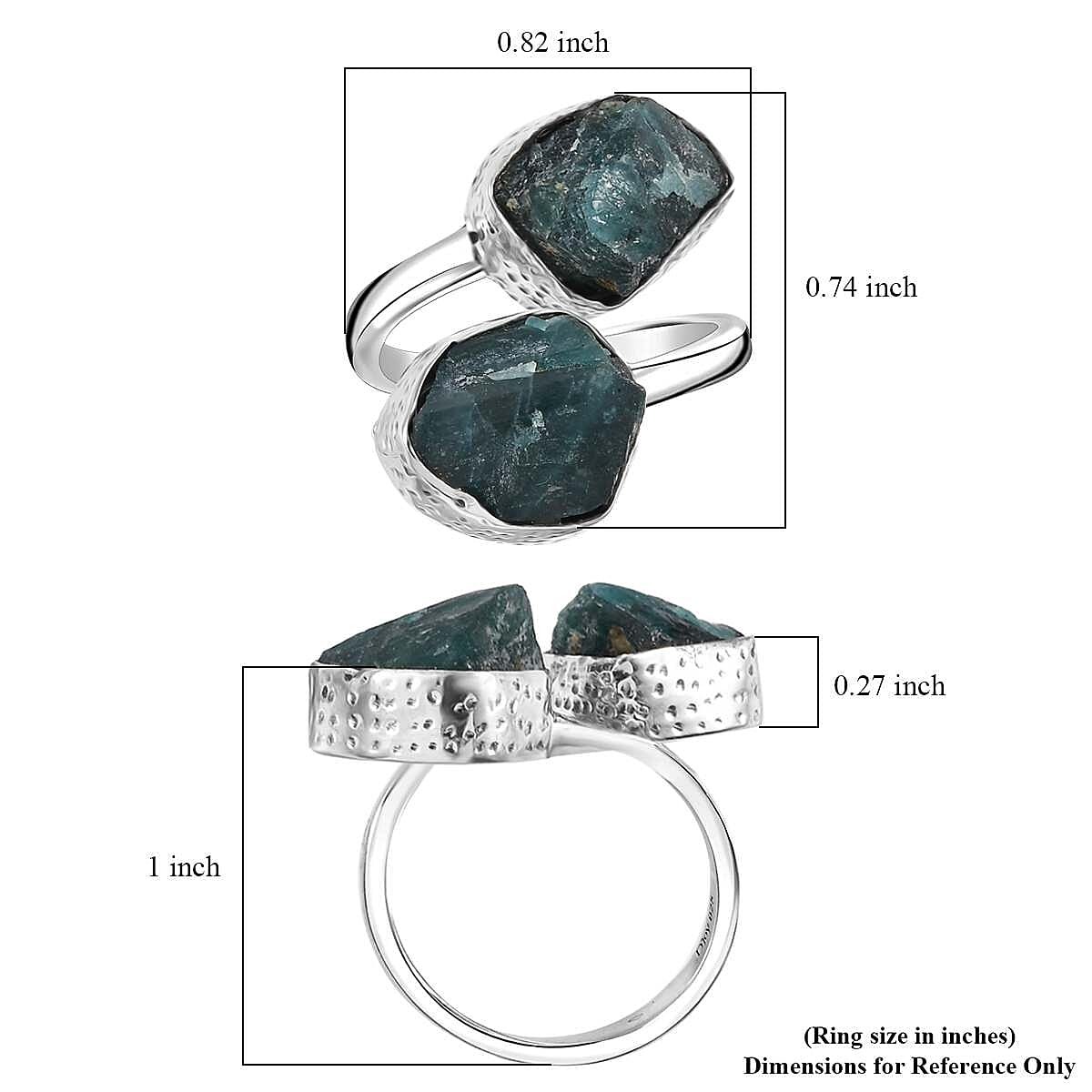D'Joy Artisan Crafted Rough Cut Teal Grandidierite 8.50 ctw Bypass Ring in Sterling Silver (Size 7.0) image number 5