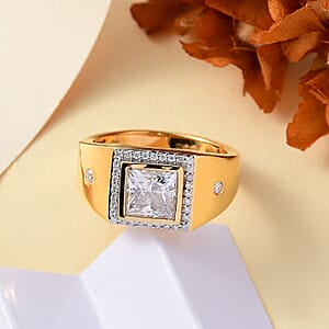 Moissanite 2.25 ctw Men's Ring in 18K Vermeil Yellow Gold Over Sterling Silver (Size 10.0)