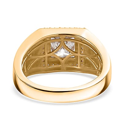 Moissanite 2.25 ctw Men's Ring in 18K Vermeil Yellow Gold Over Sterling Silver (Size 10.0)