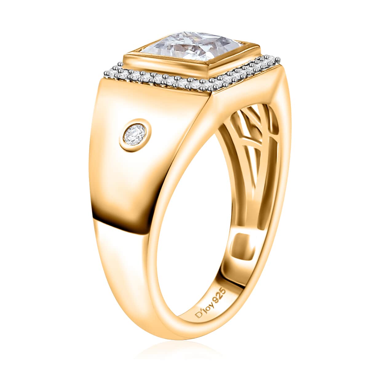 Moissanite (Sqr 7mm) Men's Ring in 18K Vermeil YG Over Sterling Silver (Size 10.0) 2.25 ctw image number 3