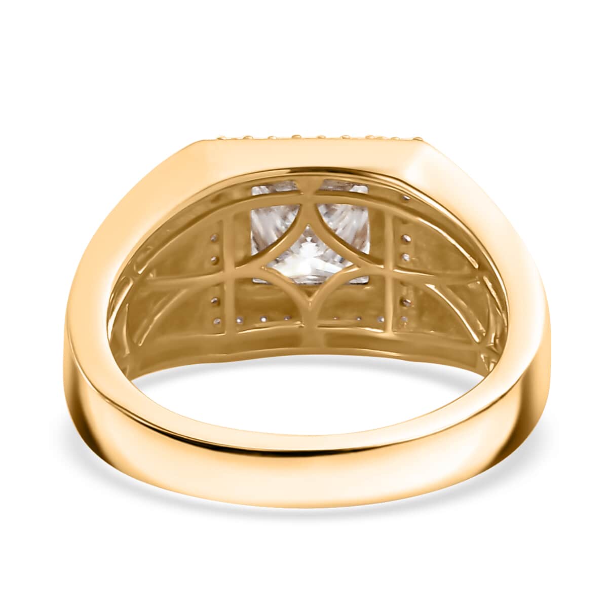 Moissanite (Sqr 7mm) Men's Ring in 18K Vermeil YG Over Sterling Silver (Size 10.0) 2.25 ctw image number 4