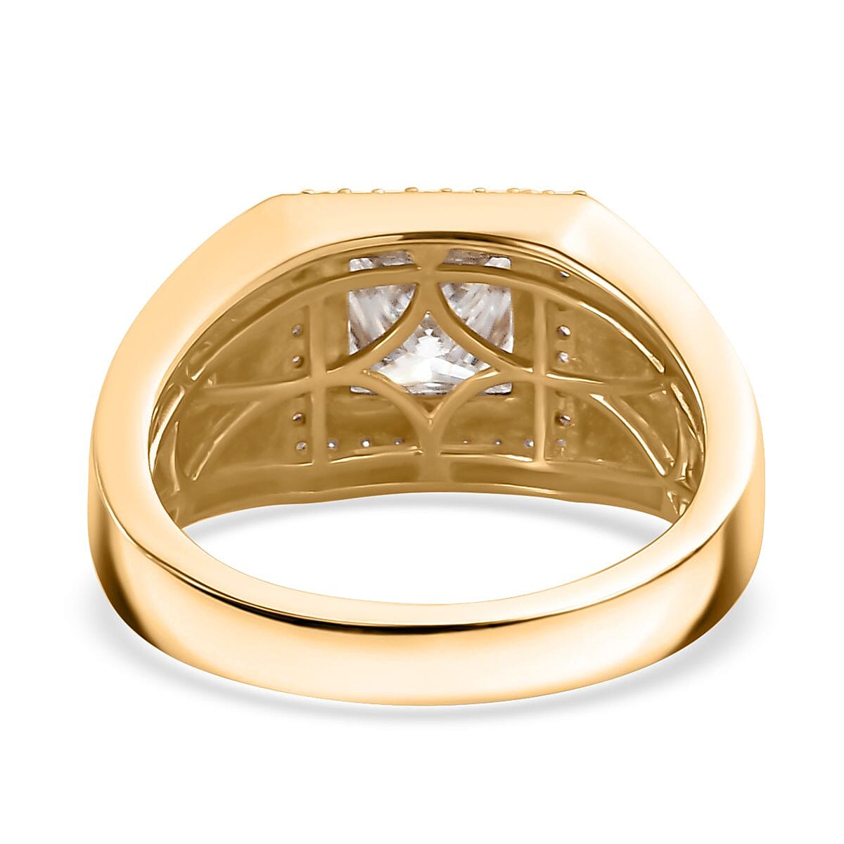 Moissanite 2.25 ctw Men's Ring in 18K Vermeil Yellow Gold Over Sterling Silver (Size 14.0) image number 4