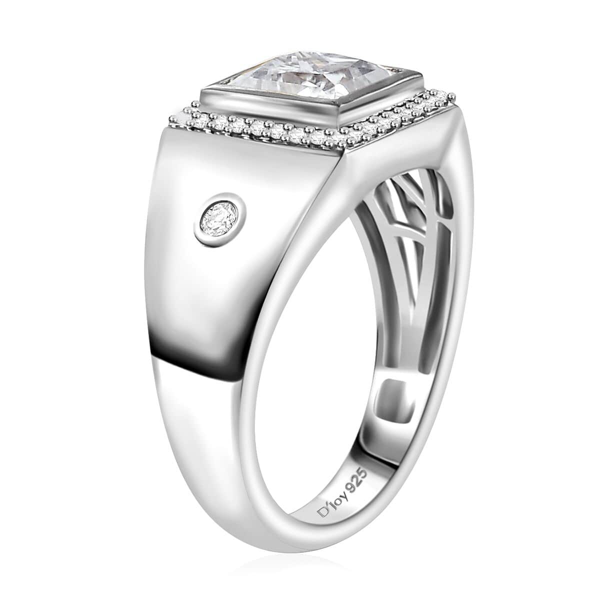 Moissanite 2.25 ctw Men's Ring in Rhodium Over Sterling Silver (Size 11.0) image number 3