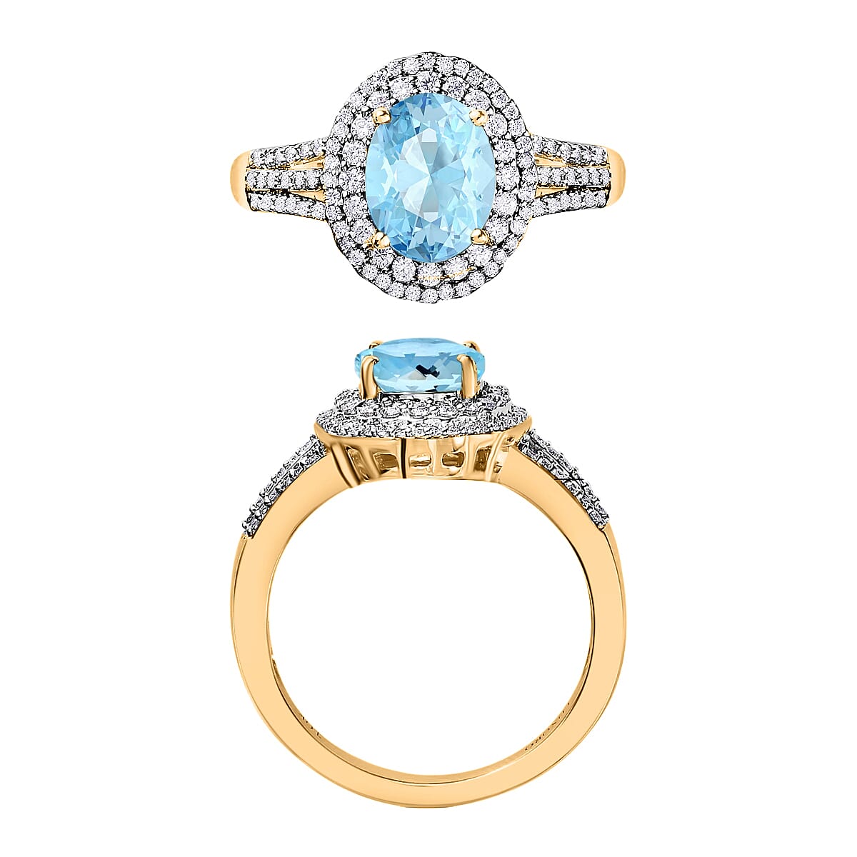 Luxoro Premium Mangoro Aquamarine and G-H I1 Diamond 2.30 ctw Ring in 14K White Gold (Size 9.5) (Del. in 10-12 Days) image number 3