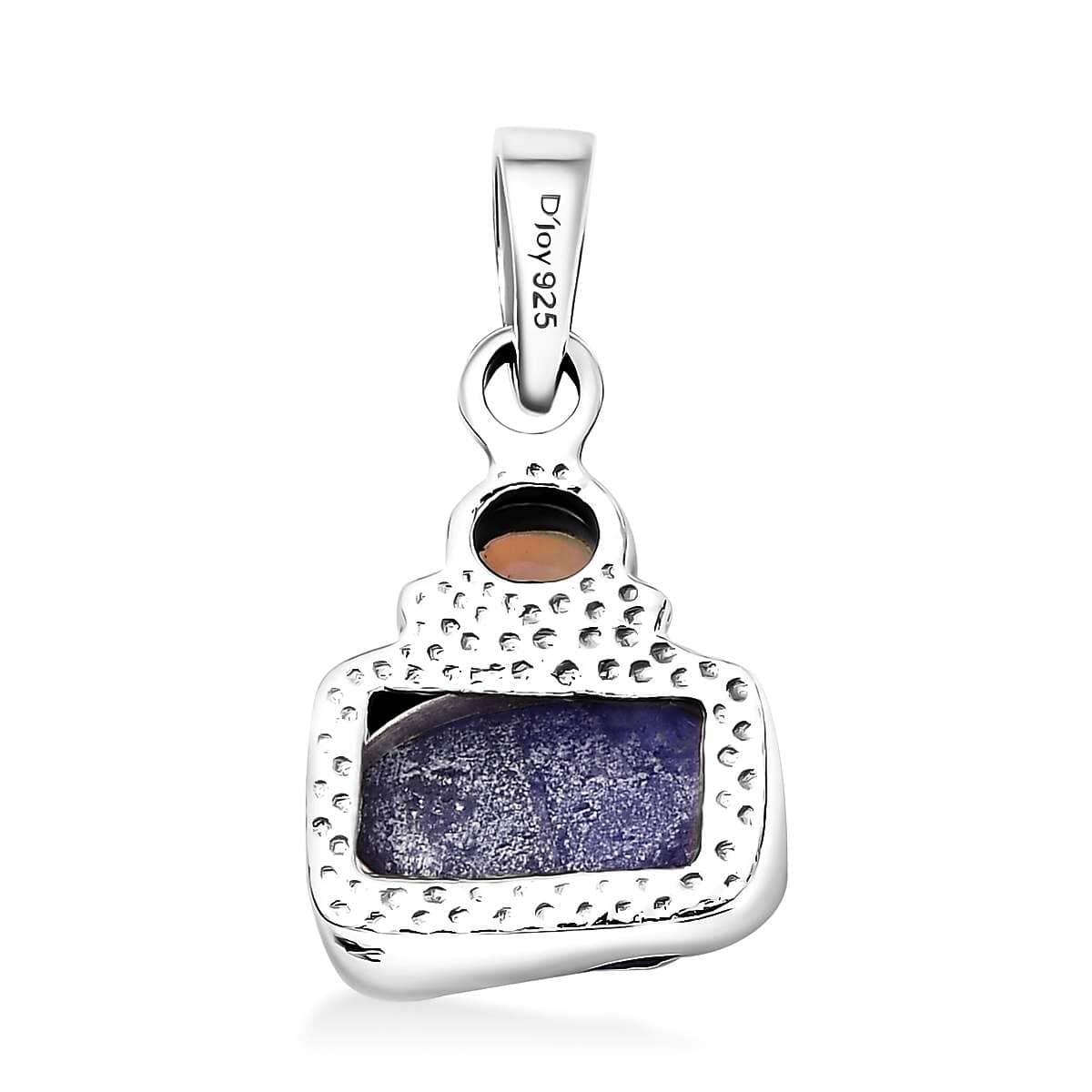 Artisan Crafted Rough Cut Tanzanite and Ethiopian Welo Opal 5.15 ctw Pendant in Sterling Silver image number 4