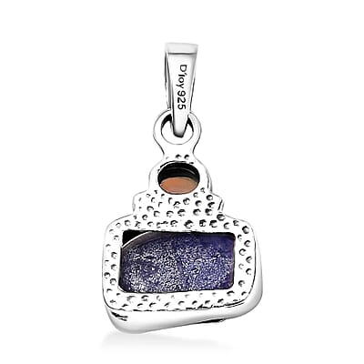 D'Joy Artisan Crafted Rough Cut Tanzanite and Ethiopian Welo Opal 5.15 ctw Pendant without Chain in Sterling Silver