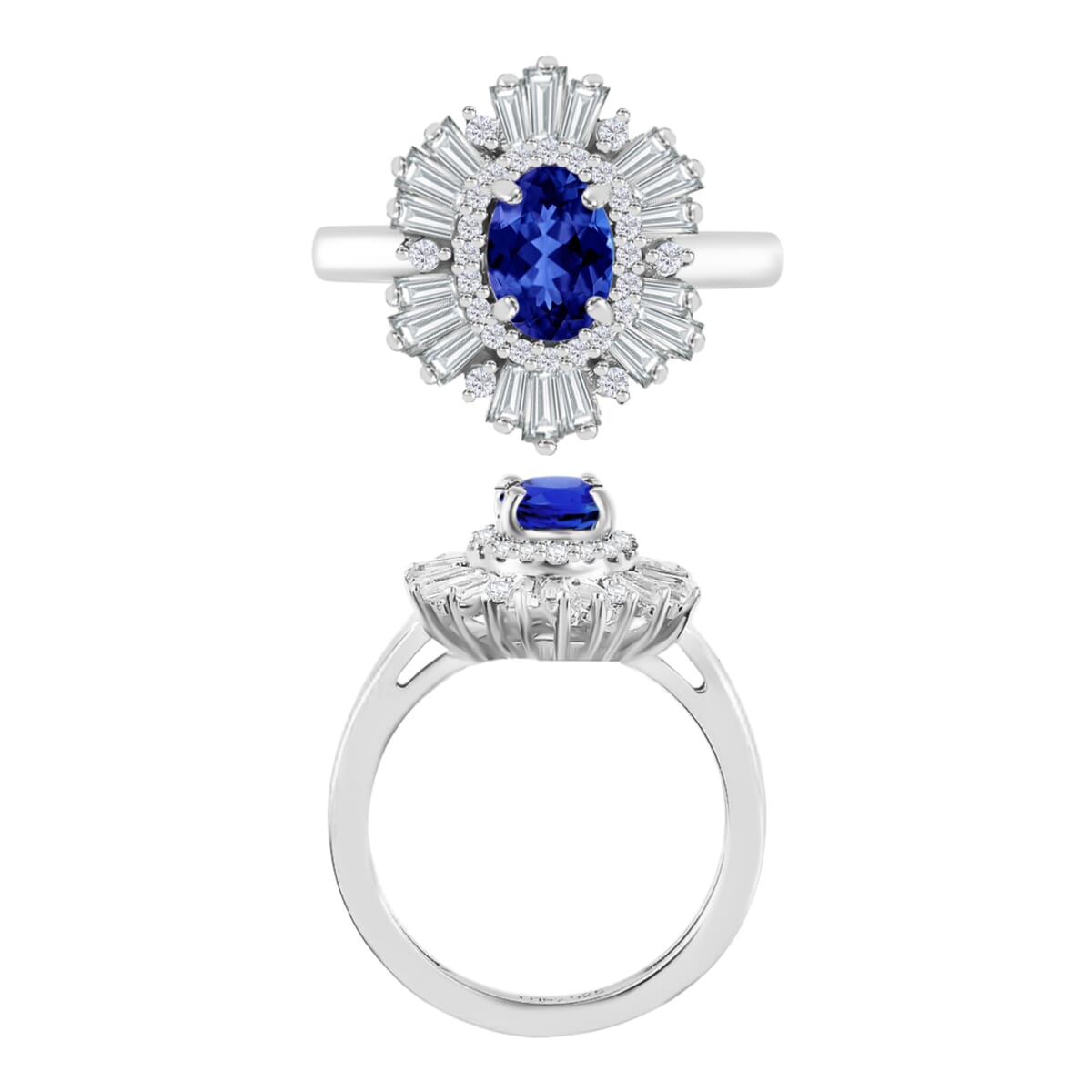 Rhapsody AAAA Tanzanite and E-F VS2 Diamond 1.55 ctw Ring in 950 Platinum (Size 10.0) 5.90 Grams image number 3