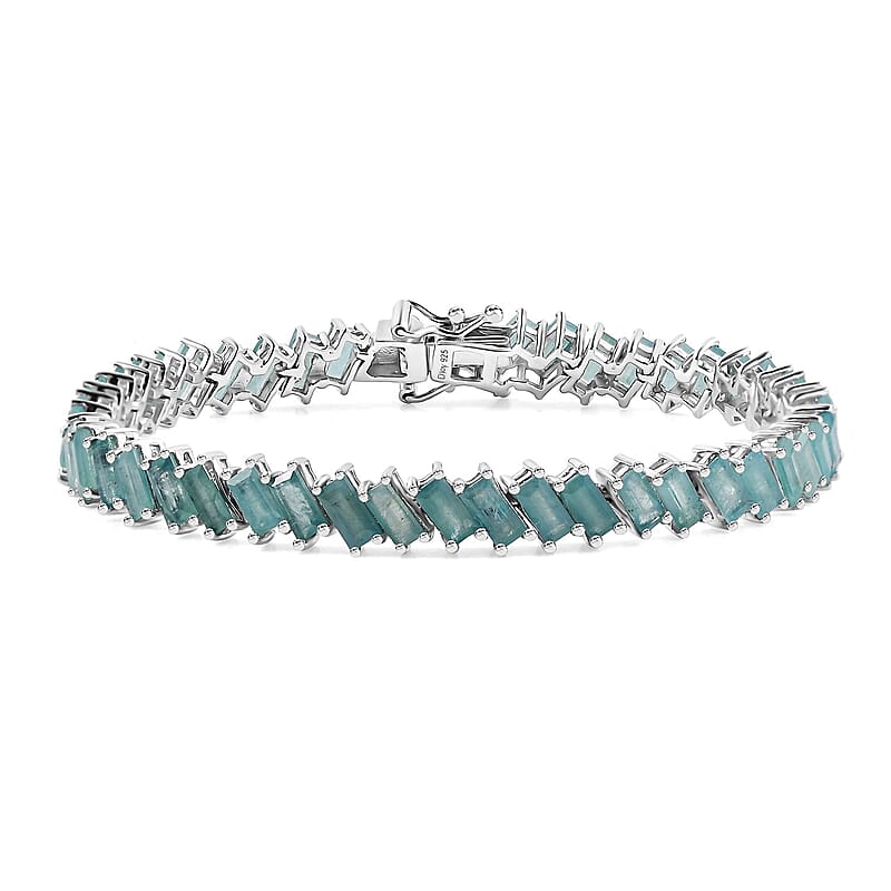 D'Joy Grandidierite 10.85 ctw Bracelet in Rhodium Over Sterling Silver (6.50 In)