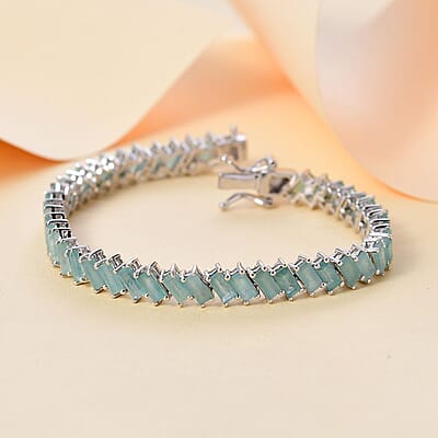 D'Joy Grandidierite 10.85 ctw Bracelet in Rhodium Over Sterling Silver (6.50 In)