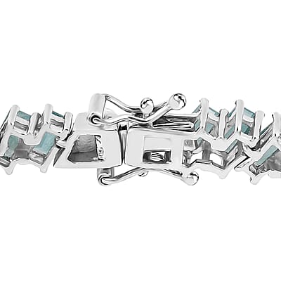 D'Joy Grandidierite 10.85 ctw Bracelet in Rhodium Over Sterling Silver (6.50 In)