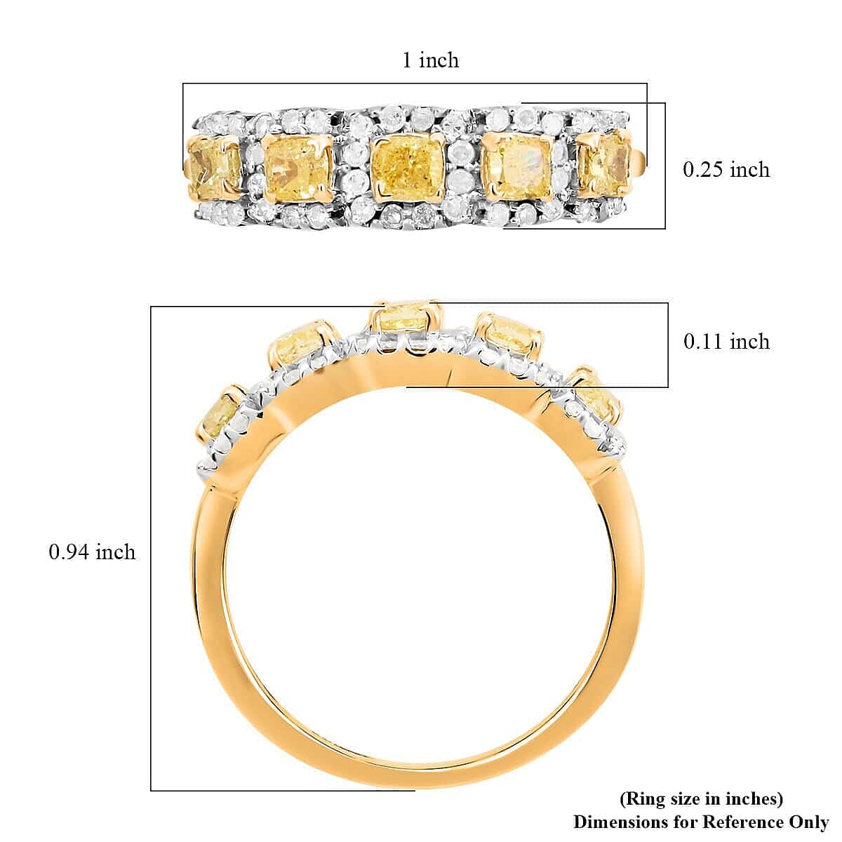 SGL Certified Luxoro I1-I2 Natural Yellow and White Diamond 1.00 ctw Ring in 14K Yellow Gold (Size 7.0)