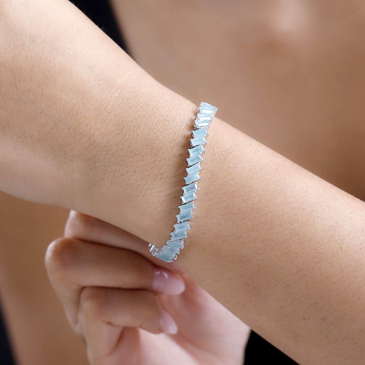 Grandidierite 12.15 ctw Bracelet in Rhodium Over Sterling Silver (7.25 In) image number 2