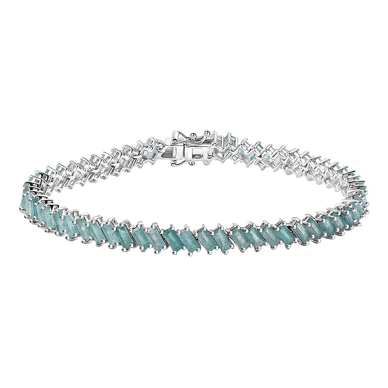 Grandidierite 13.70 ctw Bracelet in Rhodium Over Sterling Silver (8.00 In)