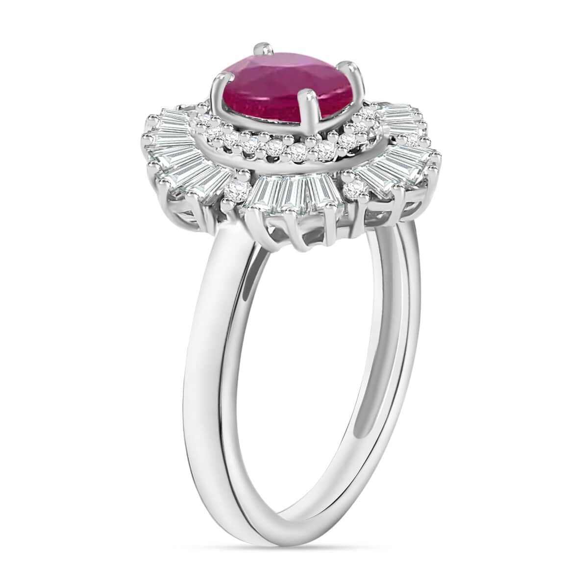 Rhapsody AAAA Mozambique Ruby and E-F VS2 Diamond 1.85 ctw Snowflake Ring in 950 Platinum (Size 9.5) 5.90 Grams image number 2