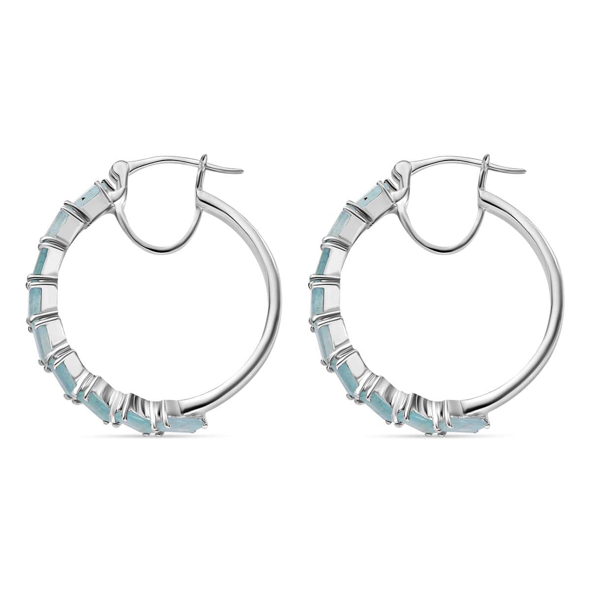 Grandidierite 4.30 ctw Hoop Earrings in Rhodium Over Sterling Silver image number 3