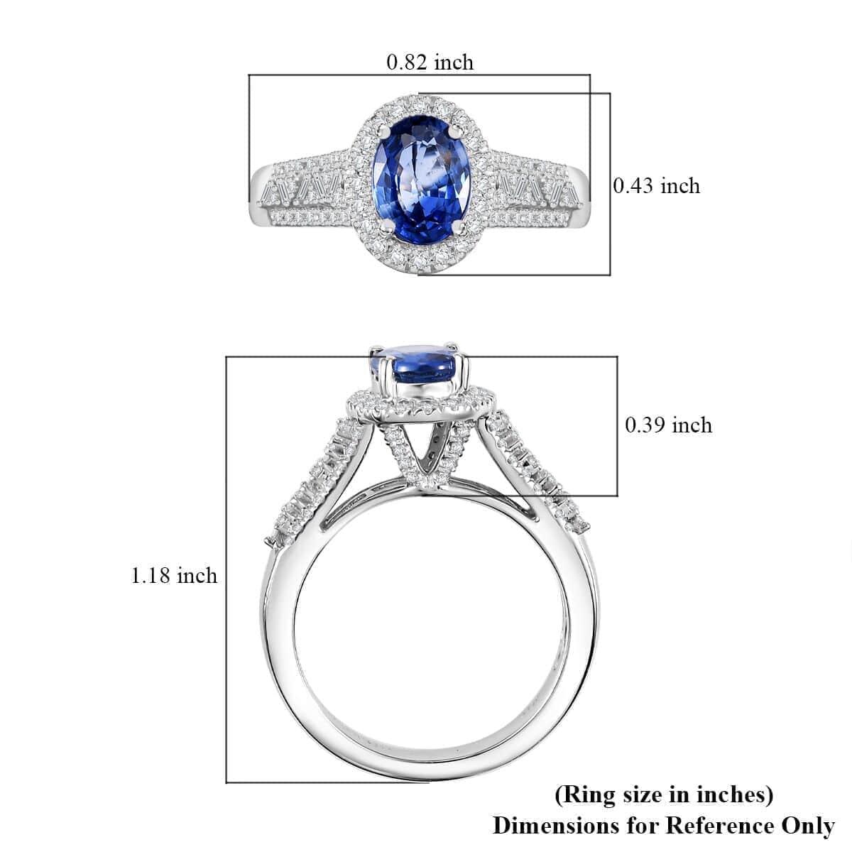 Luxoro Premium Ceylon Sapphire and G-H I2 Diamond 2.00 ctw Ring in 10K White Gold (Size 6.0) image number 5