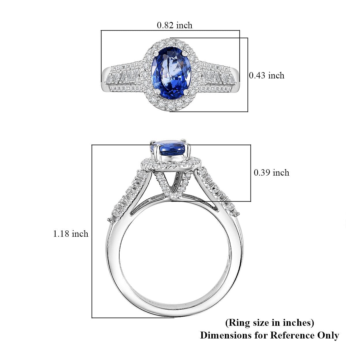 Luxoro Premium Ceylon Blue Sapphire and G-H I2 Diamond 2.00 ctw Modern Minimalist Ring in 10K White Gold (Size 8.0) image number 5