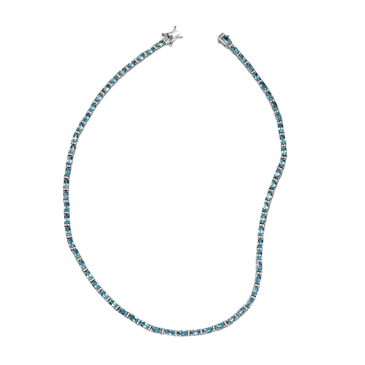 Betroka Blue Apatite and White Zircon 20.25 ctw Aqua Flow Necklace in Rhodium Over Sterling Silver 18 Inches image number 3