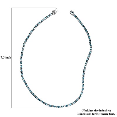 Betroka Blue Apatite and White Zircon 20.25 ctw Aqua Flow Necklace in Rhodium Over Sterling Silver 18 Inches