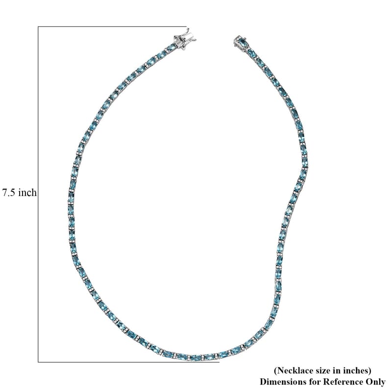 Betroka Blue Apatite and White Zircon 20.25 ctw Aqua Flow Necklace in Rhodium Over Sterling Silver 18 Inches