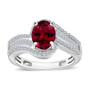 Rhapsody AAAA Ouro Fino Rubellite and E-F VS2 Diamond 1.65 ctw Ring in 950 Platinum (Size 10.0) 6.25 Grams