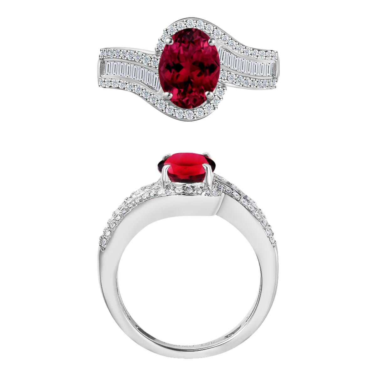 Rhapsody AAAA Ouro Fino Rubellite and E-F VS2 Diamond 1.65 ctw Ring in 950 Platinum (Size 10.0) 6.25 Grams image number 3