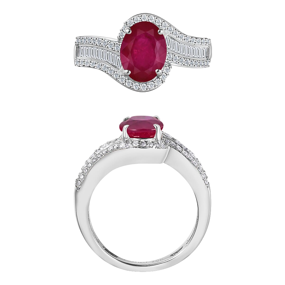 Rhapsody AAAA Mozambique Ruby and E-F VS2 Diamond 1.95 ctw Ring in 950 Platinum (Size 10.0) 6.25 Grams image number 3